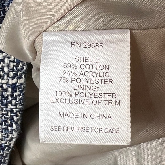 Pendleton Tweed Blazer Women's Size 10 Blue and Tan Zip Up Collarless - Picture 6 of 10